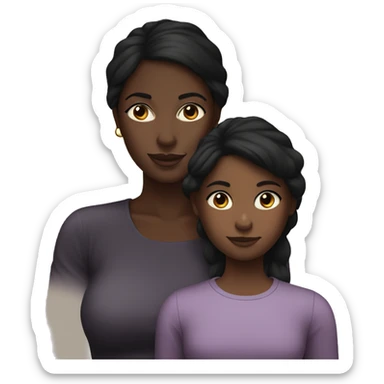 Black hair dark skin Mom with her grown daughter sticker