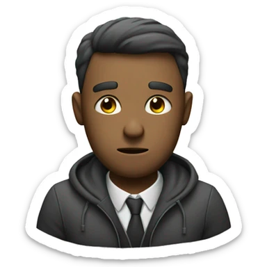 sad man who hold an signed contract in his arms sticker