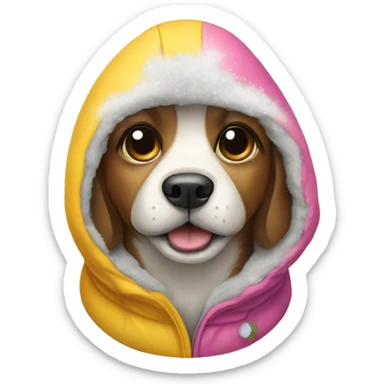 Dog wearing snowsuit sticker