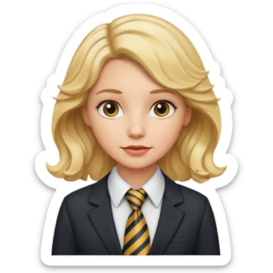 white collar woman with tie, wavy blonde hair sticker