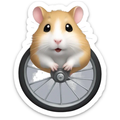 Hamster gris sur une roue sticker