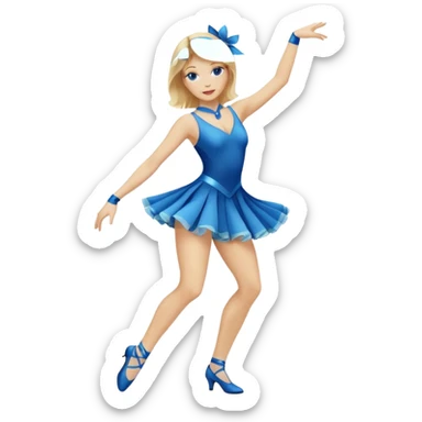 blue jazz style dance costume on blonde full body sticker