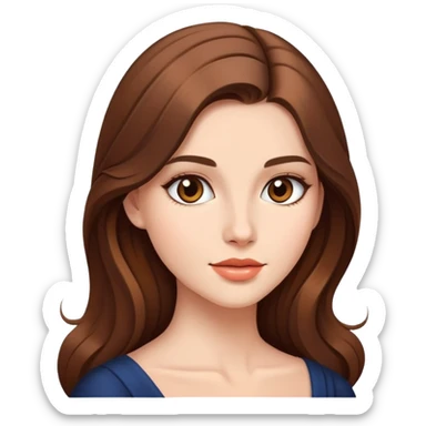 beautiful young woman with long brown hair, elegant appearance sticker