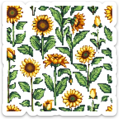 sunflowers and lilies blooming sticker