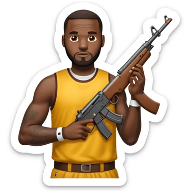 lebron james with an ak47 sticker
