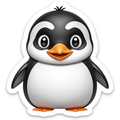 happy penguin waving with a big smile sticker