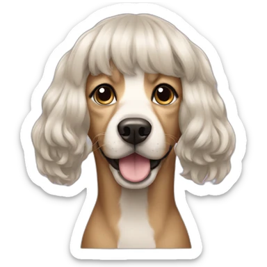 Dog wearing wig sticker