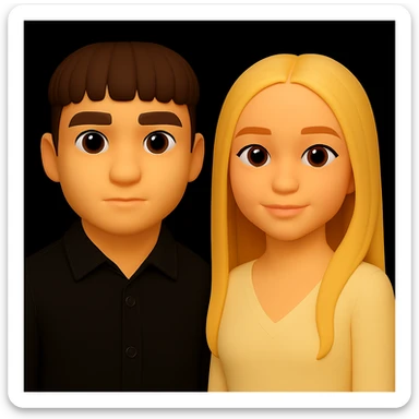 Increase the free space between the guy and the girl, separate them from each other, keep the rest unchanged. The original style is 3d-emoji, please maintain the 3d-emoji look in the edit. sticker