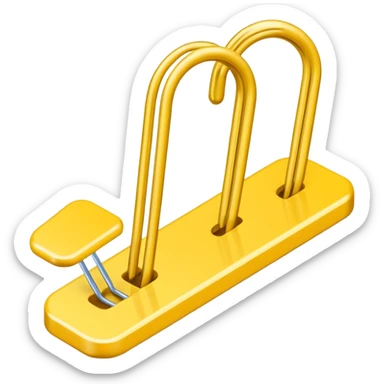 ​"A flat, 2D paperclip icon, colored solid yellow, positioned diagonally, as commonly seen in mobile messaging applications." sticker