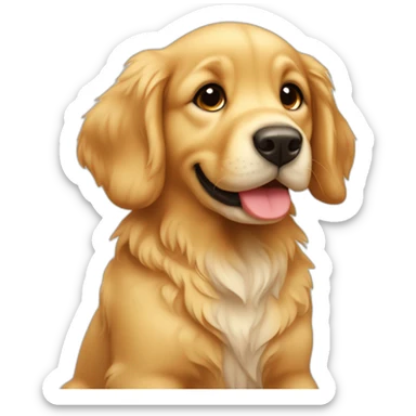 cute puppy golden retriever beige full body sticker