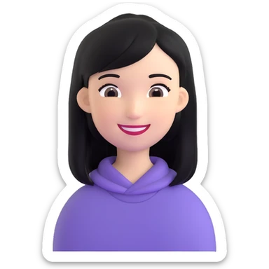 pretty girl with straight black hair, smiling sticker