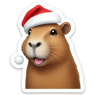 Capybara with Santa hat sticker