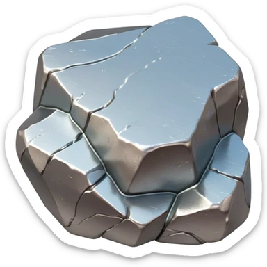 Cinematic Realistic Nickel Ore, Bright and shiny, with a rough, metallic surface reflecting light in soft, gleaming waves. The metal has a subtle luster and is both sturdy and raw in its form. Soft glowing outline, capturing the essence of durability and modern elegance in raw nickel ore. sticker