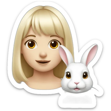 white rabbit with a little girl with bangs sticker