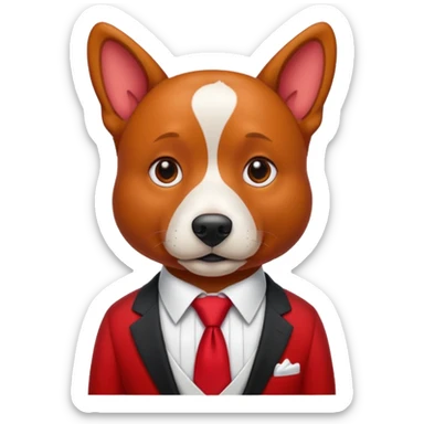 red dog with white tie,red shirt sticker