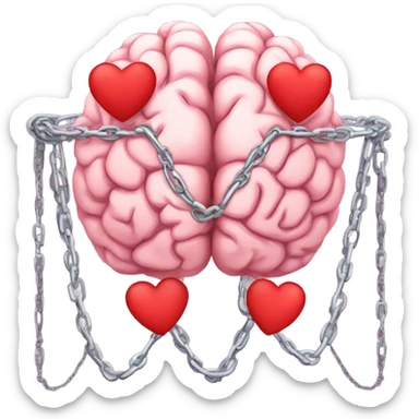 Brain bound with hearts in chains sticker