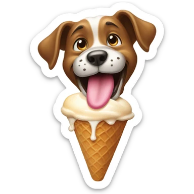 A dog eating ice cream  sticker