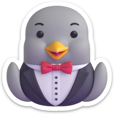 dove head novelty emoji with a bow tie and elegant expression, upper class sticker