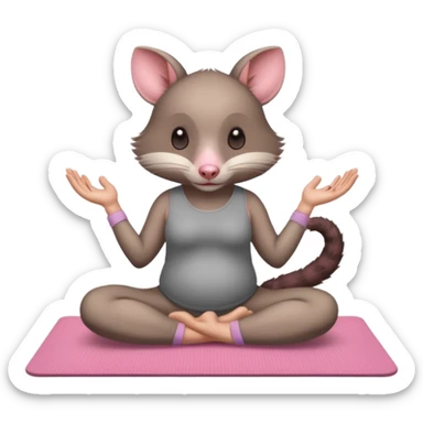 Possum doing yoga on yoga mat  sticker