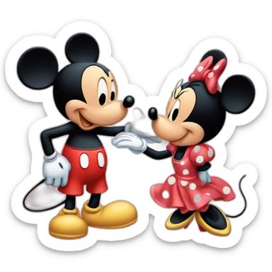 Mickey mouse and minnie mouse kissing sticker