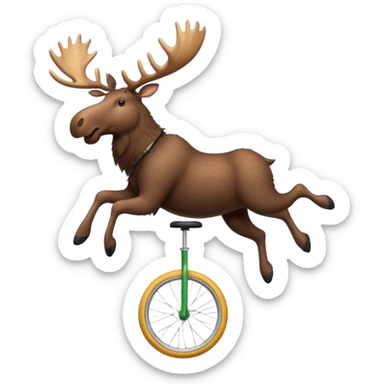moose riding a unicycle  sticker