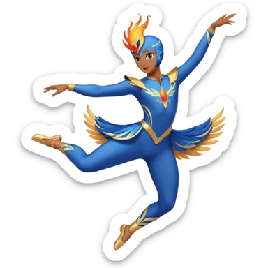 lyrical dancer in blue costume performing firebird jump sticker