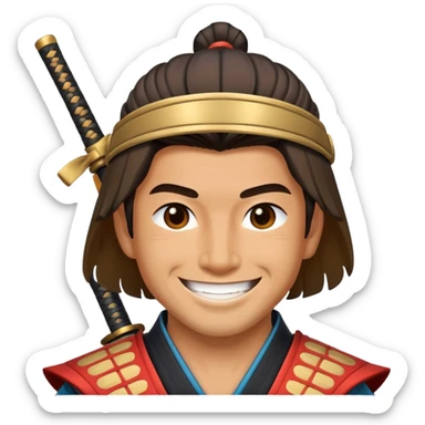 happy samurai warrior smiling sticker