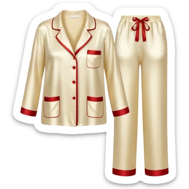 Light cream silk pyjamas set sticker