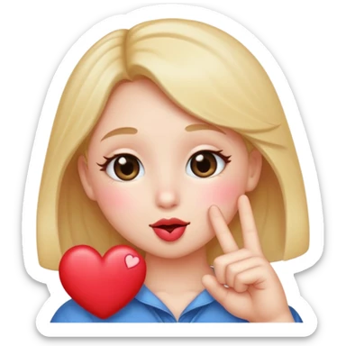 an uwu kissy face with a finger heart sticker