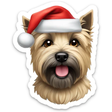 cairn terrier dog with santa hat sticker