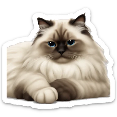 Sleeping himalayan ragdoll cat with full dark face sticker