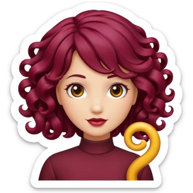 burgundy detail of hair curl sticker