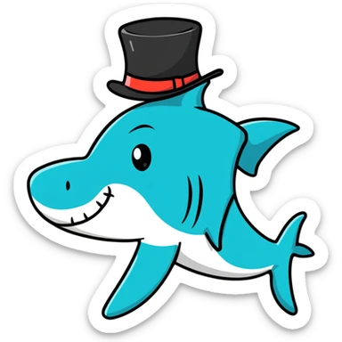 shark wearing a top hat sticker