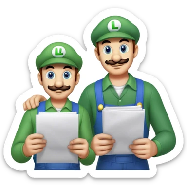 Mario and Luigi holding papers sticker