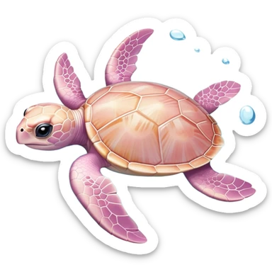adorable light pink baby sea turtle swimming in water sticker