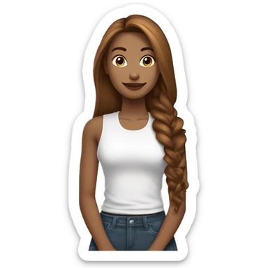 una mujer cabello largo y color marron, blanca con unos tatuajes en los brazos, vestida deportiva sticker