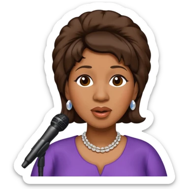 Aretha Franklin with dark brown hair sticker