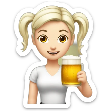 Girl with white pigtail hold beer sticker