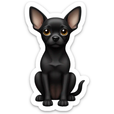 Solid black, like a black cat, on all of the body and feet but make it a Chihuahua dog with only a white tip on his tail sticker