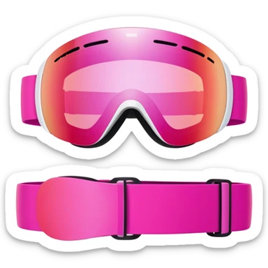 sporty pink ski goggles, frameless design with pink mirrored lenses, snow eyewear sticker