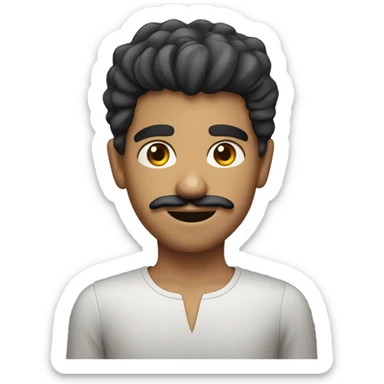 Boy from the Middle East, having nice hair (short on the sides and long on the top) and a mustache plus goatee sticker