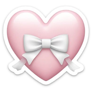 Pastel pink heart with white bow sticker