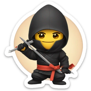 cute ninja holding a triangle and a circle sticker