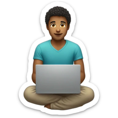 Young man behind a laptopthe baloclave sticker