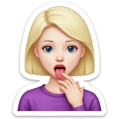 girl holding her neck and sticking her tongue out sticker