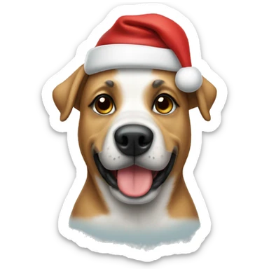 Dog wearing a Santa hat sticker