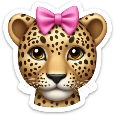 leopard with pink bow sticker
