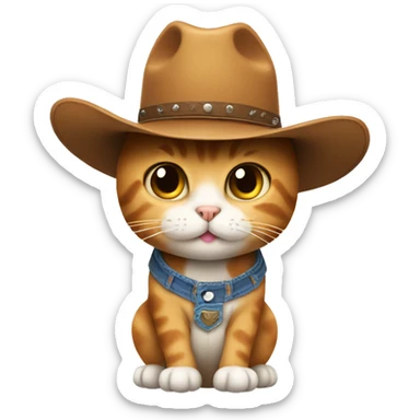 Pregnant cat wearing a cowboy hat sticker