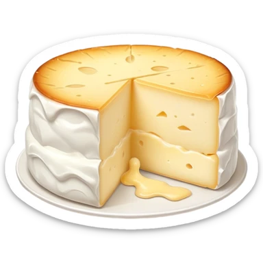cinematic-realistic-brie-cheese-emoji,-featuring-a-creamy gooey center,-soft-ripened-cheese-with-a-delicate white rind-rendered-with-lifelike-detail-and-inviting,-natural-lightingwith a slide showing the gooey center sticker