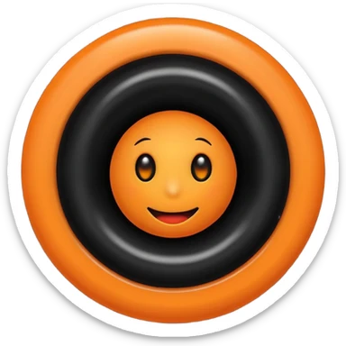 make a blackhole, accretion disk and all, with an orange smiley face, black head, orange ring, orange eyes, orange mouth, no other details sticker